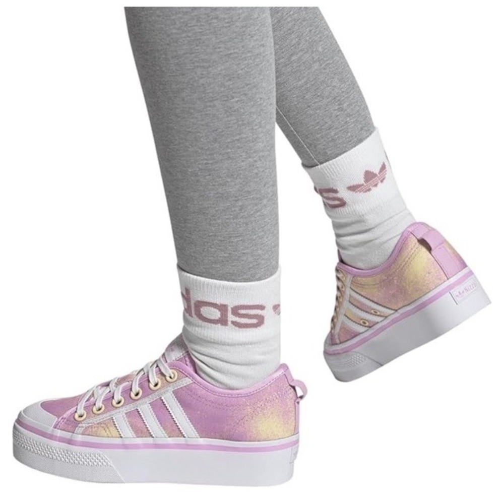 Adidas Nizza Platform Womens Shoes 6 Pink Multi Canvas Casual Streetwear School
